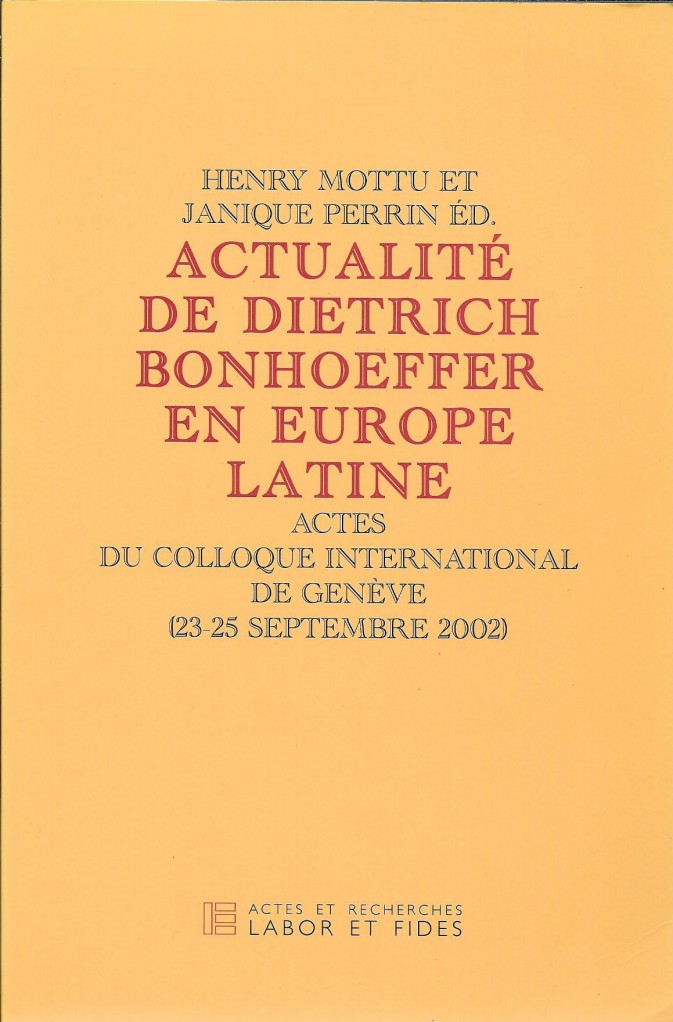 image Actualité de Dietrich Bonhoeffer en Europe latine