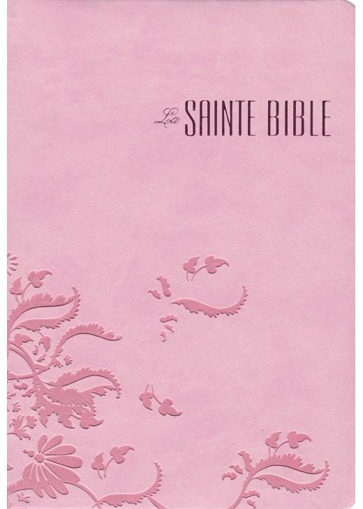 image Bible souple similicuir rose arabesques