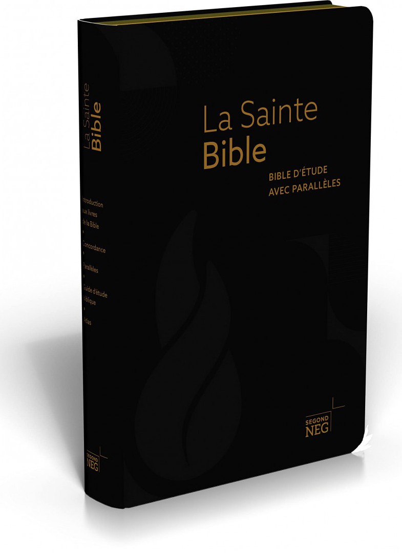 image Bible d'étude NEG 2019, noire, couverture souple, fibrocuir, tranches or, onglets