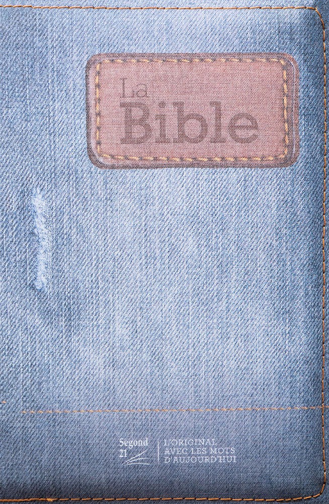 image Bible Segond 21 compacte -Couverture souple toilée motif jeans avec fermeture éclair